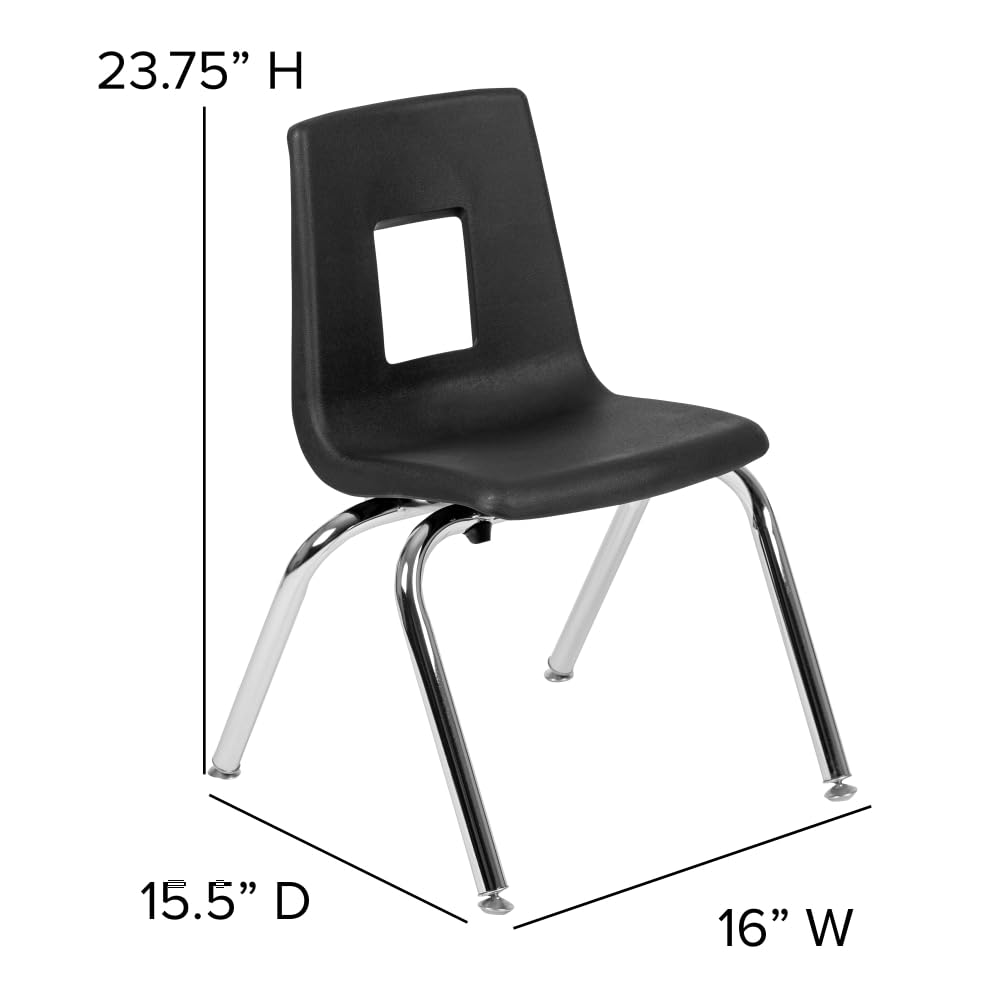 Black 14-inch Stack School Chair F72063