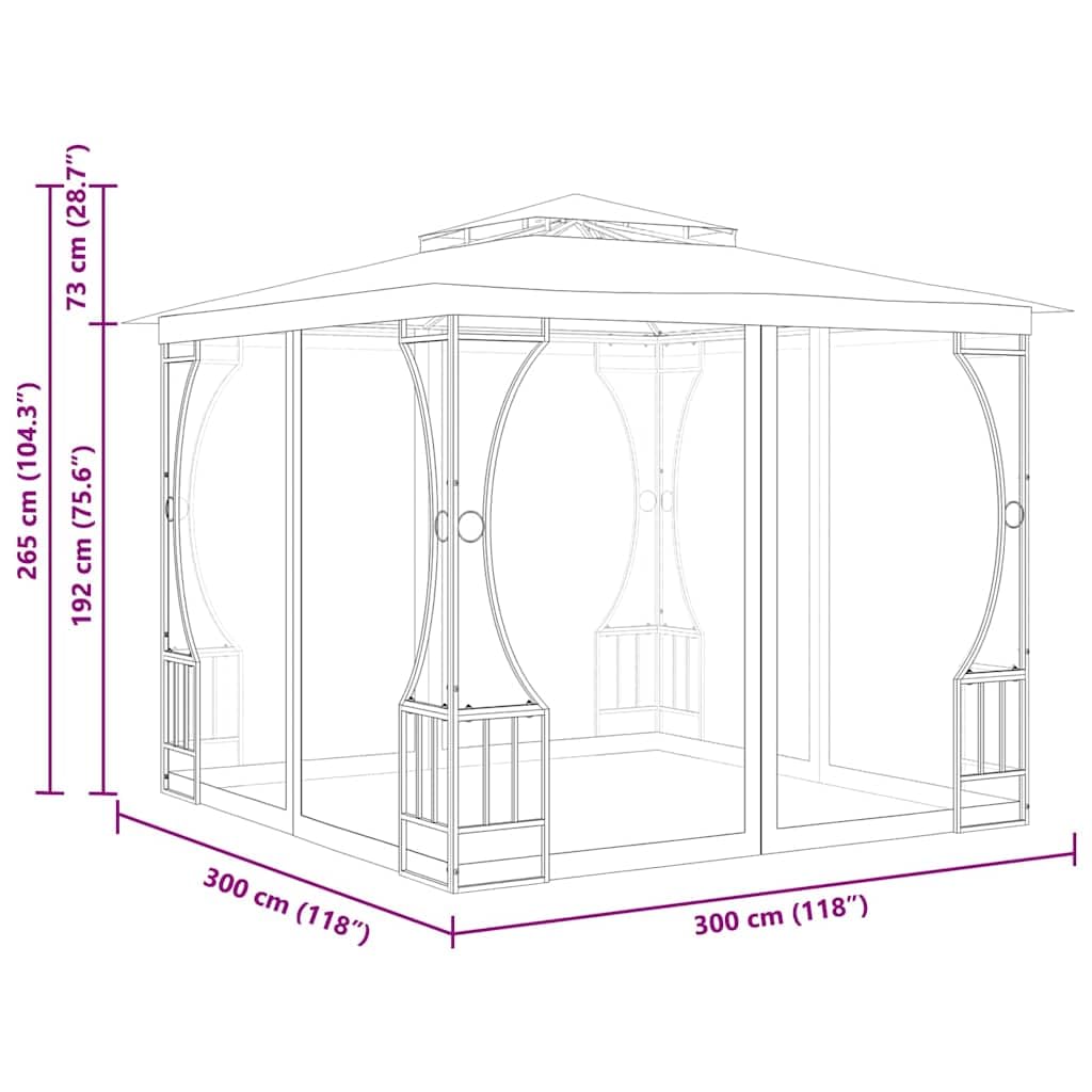 Anthracite Steel Frame 9.8'x9.8'x8.7' UV-Protective Polyester Gazebo N546991