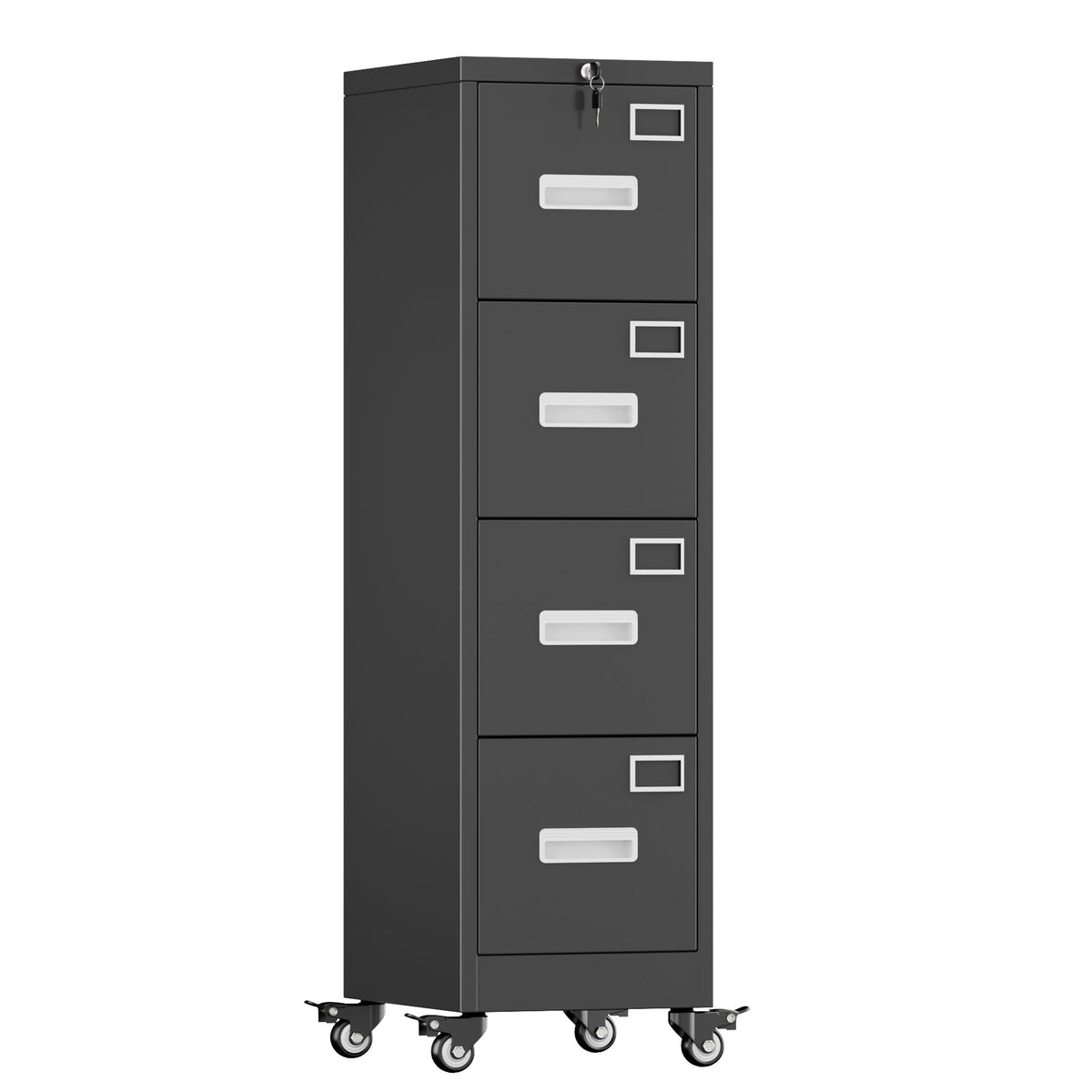 4 Drawer Metal File Cabinet with Lock, Black R423218