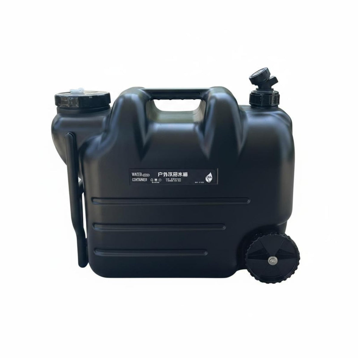 Black Portable Water Tank with Faucet and Wheels F4057