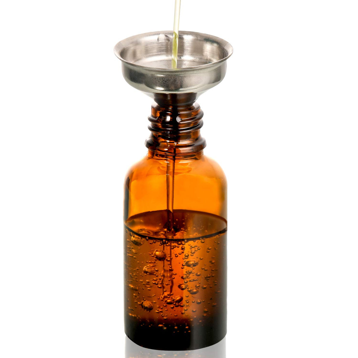 2 oz Amber Glass Dropper Bottle with Funnels W667