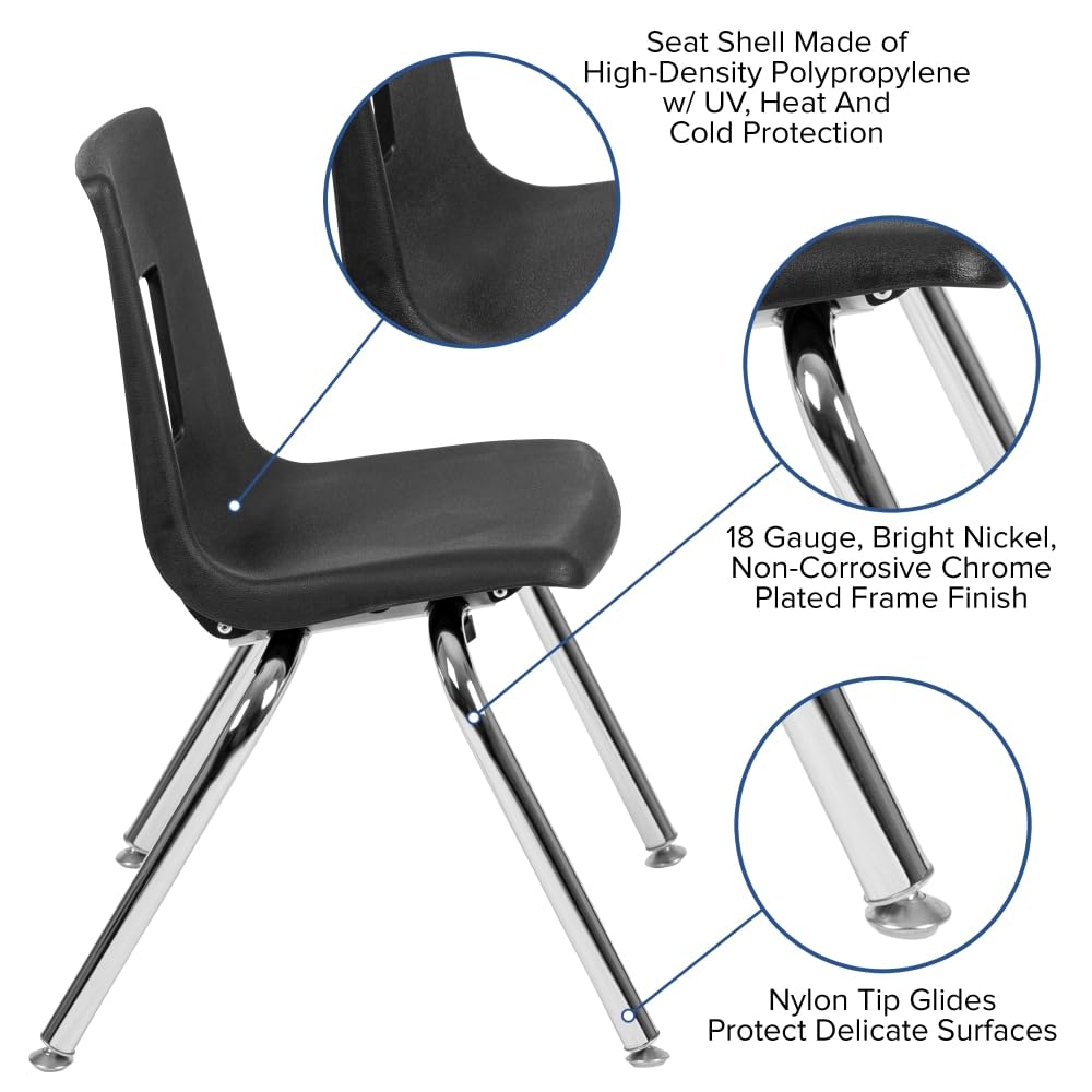 Black 14-inch Stack School Chair F72063