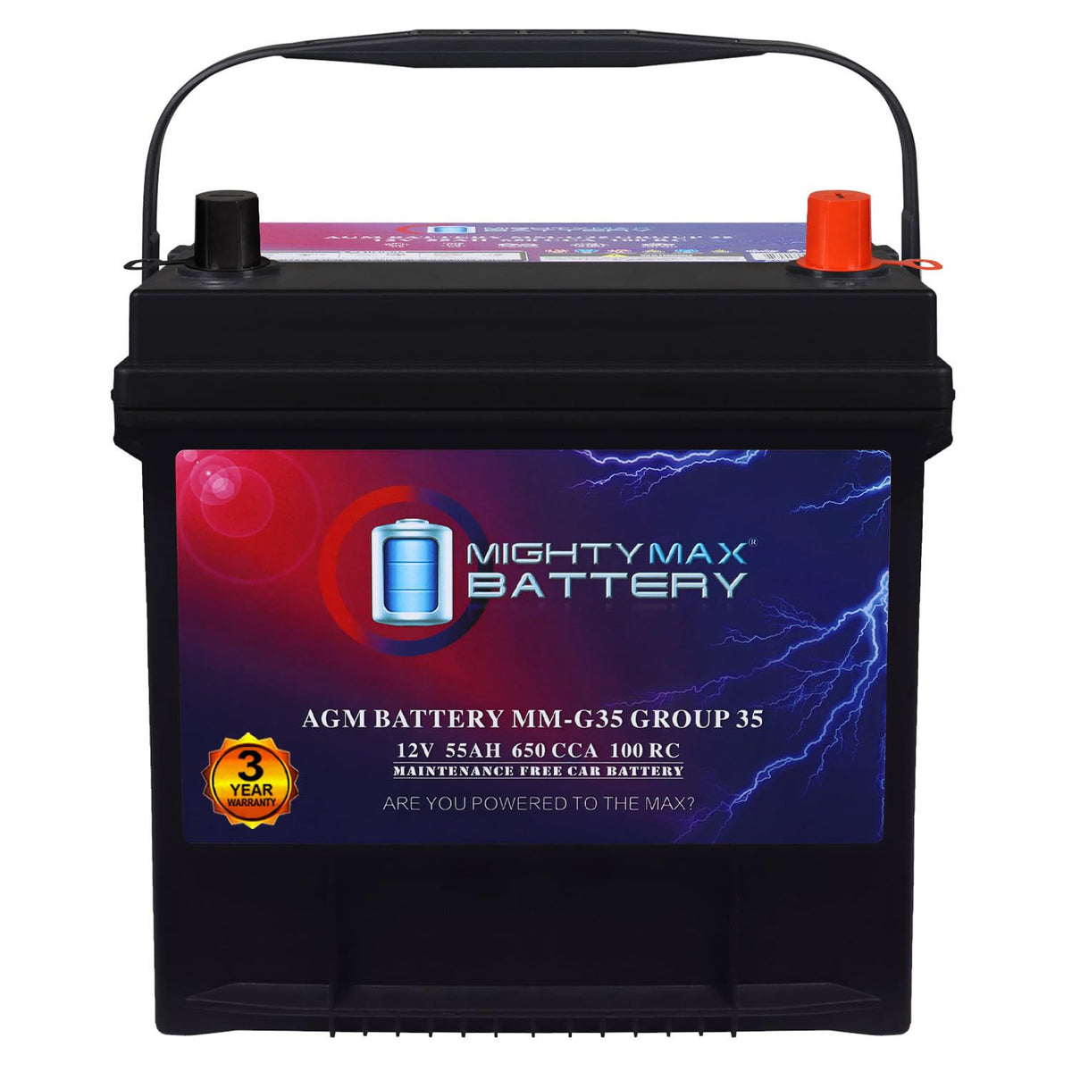 12V 55Ah AGM 650 CCA Replacement Battery O220942