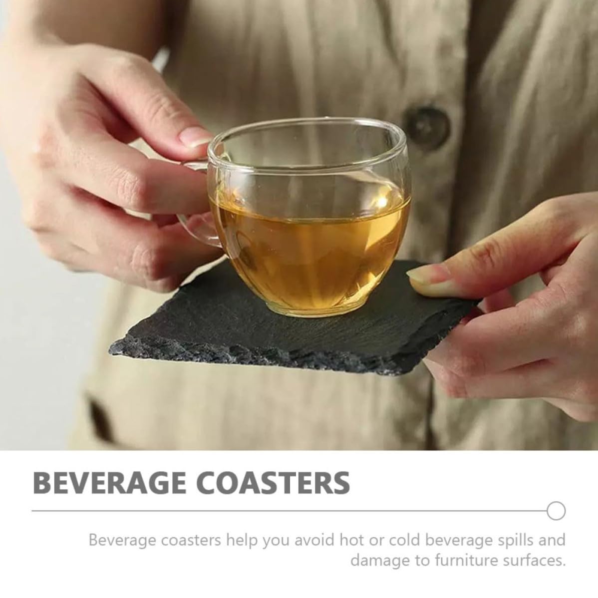 Natural Stone Drink Coasters Set D168501