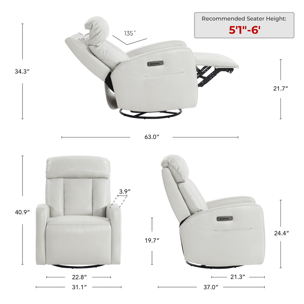 Genuine Leather Power Recliner Chair T9946