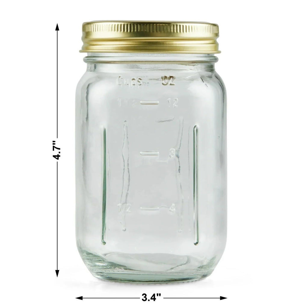 16 oz Regular Mouth Glass Mason Jars 12pk B95912