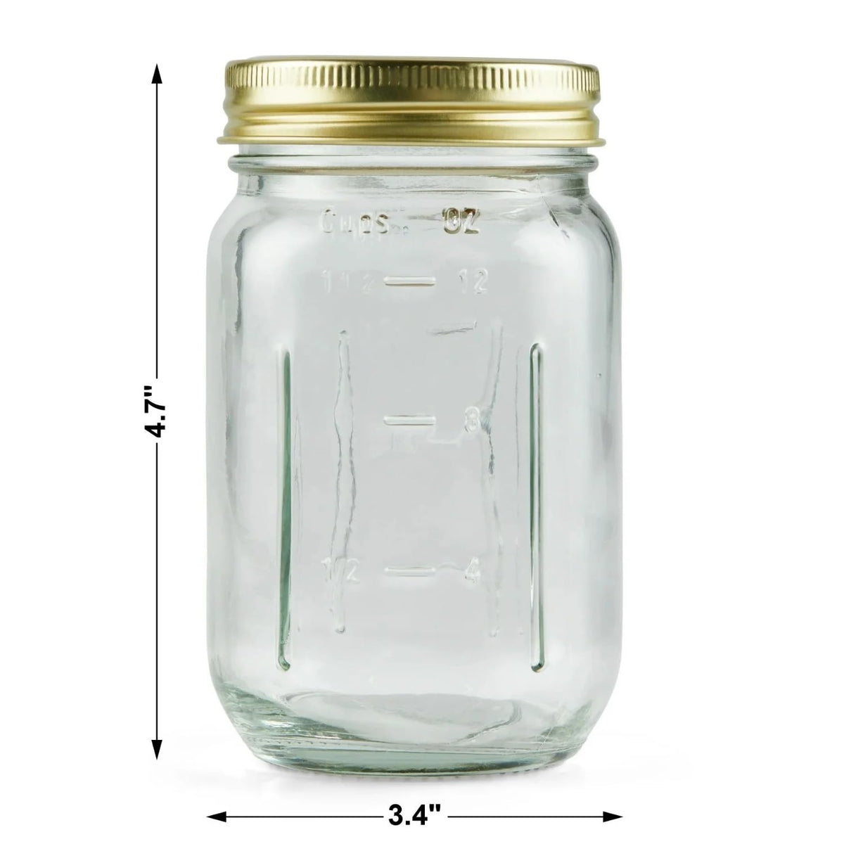 16 oz Regular Mouth Glass Mason Jars 12pk B95912