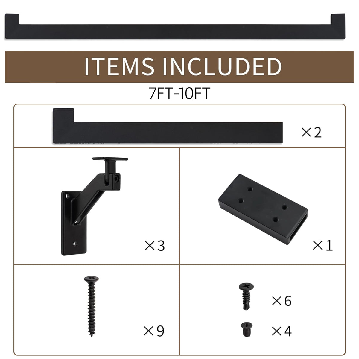 8 FT Aluminum Handrail Kit with 304 Stainless Steel Brackets G2692