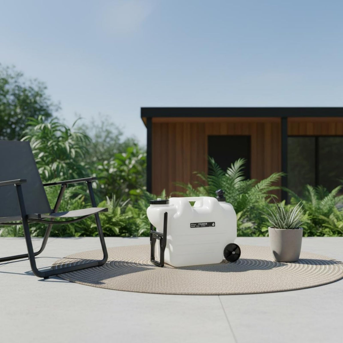 Black Portable Water Tank with Faucet and Wheels F4057
