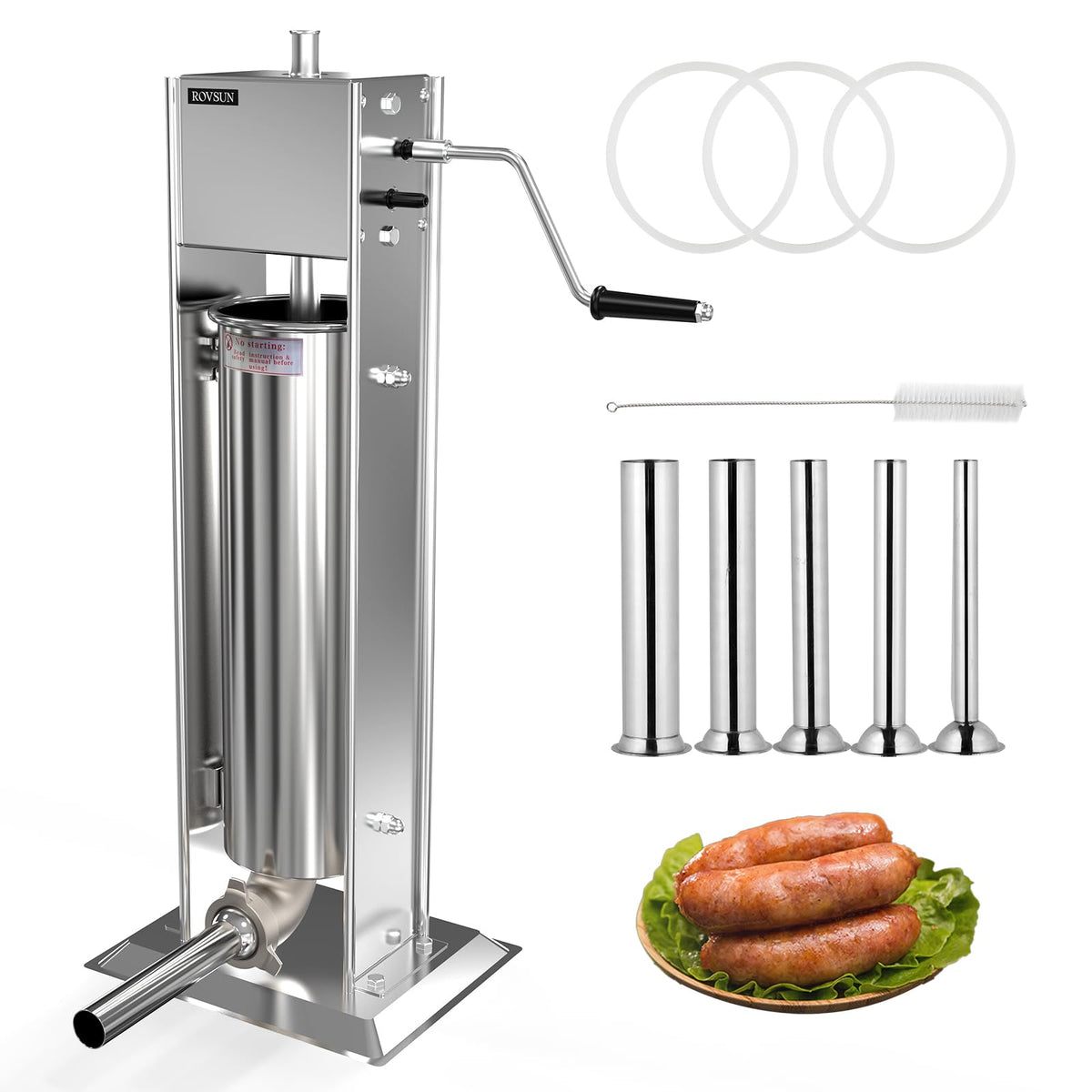 15LBS/7L Two Speed Stainless Steel Vertical Sausage Stuffer O489