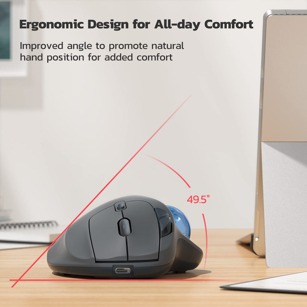 Wireless Ergonomic Thumb Control Trackball Mouse F183
