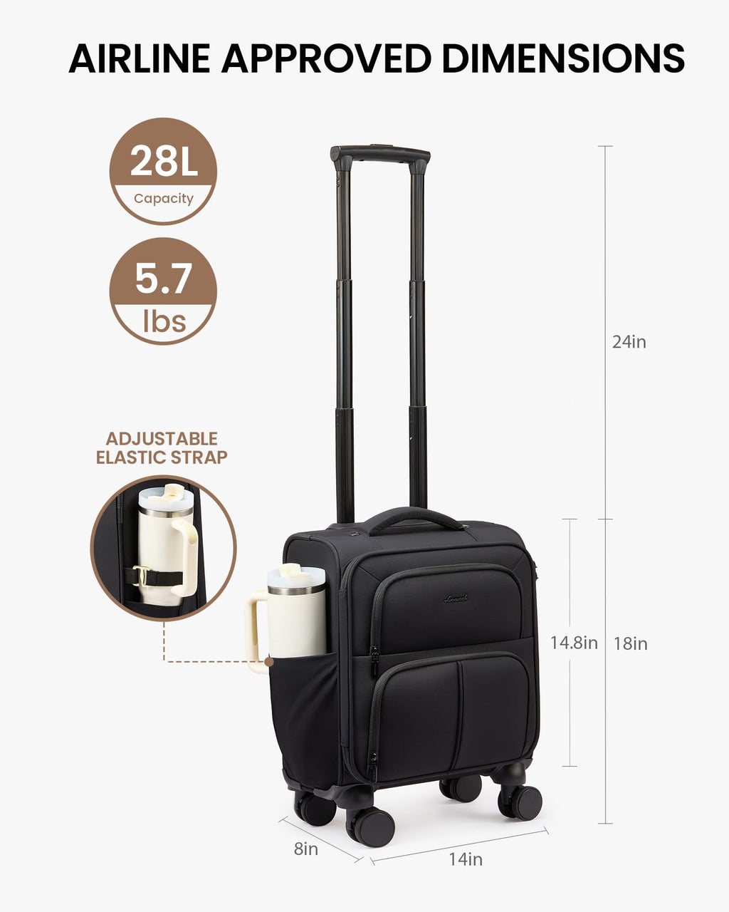 16 Inch Softside Spinner Luggage with TSA Lock L40650