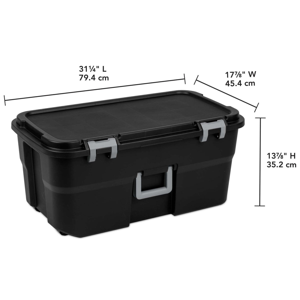 22 Gallon Black Wheeled Plastic Storage Trunk F71721