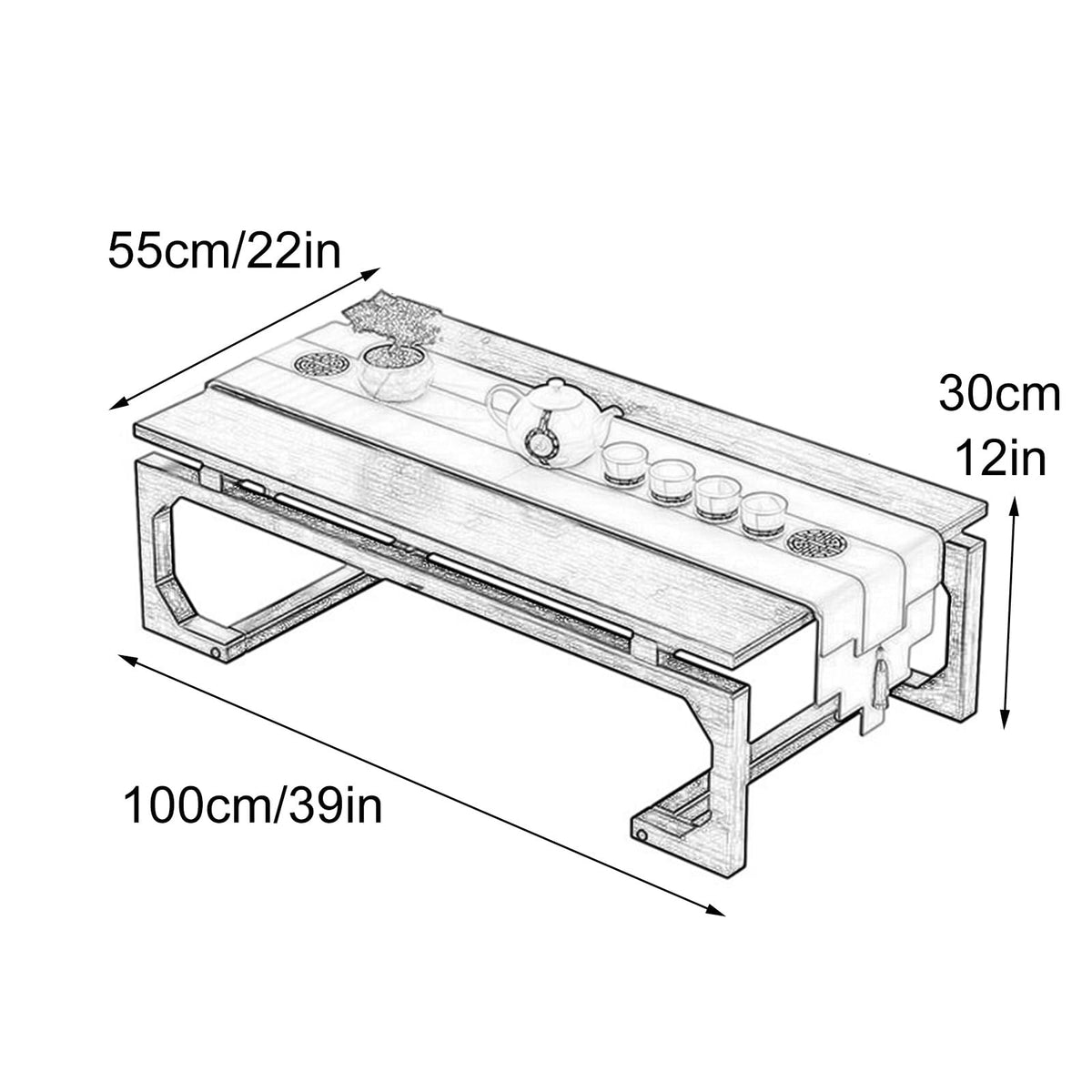 Japanese Floor Table Solid Wood 100x55x30cm I89574