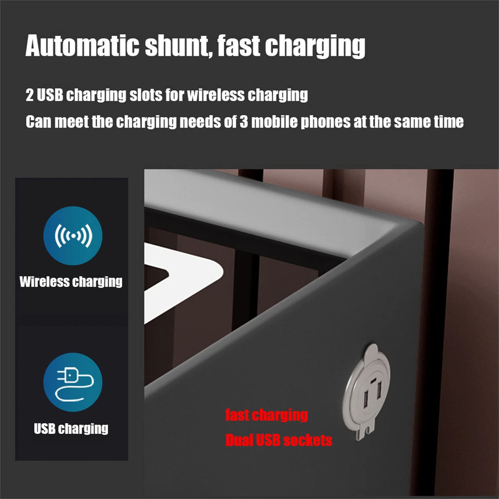 White Nightstand with Charging Station and Bluetooth Speaker W3218