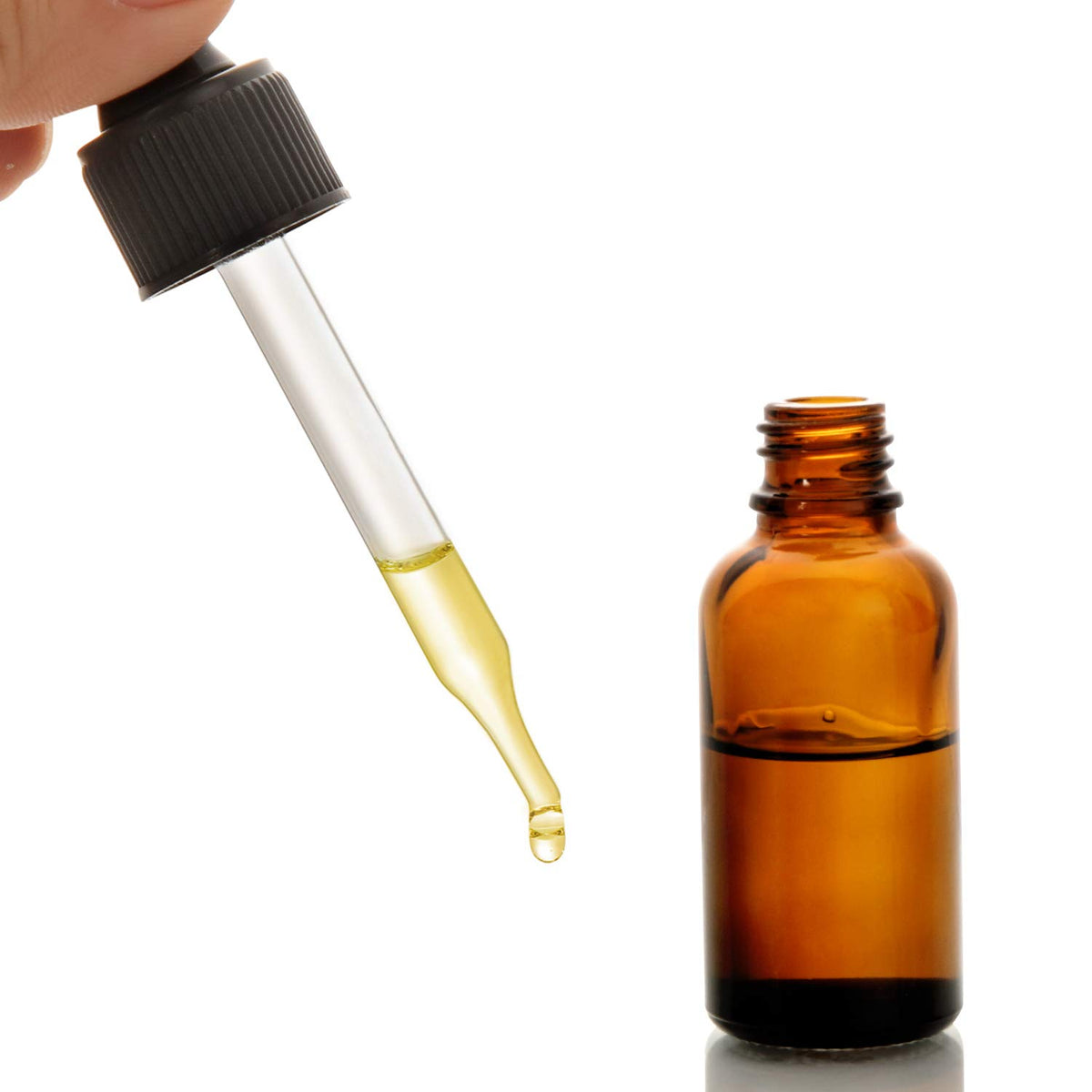 2 oz Amber Glass Dropper Bottle with Funnels W667