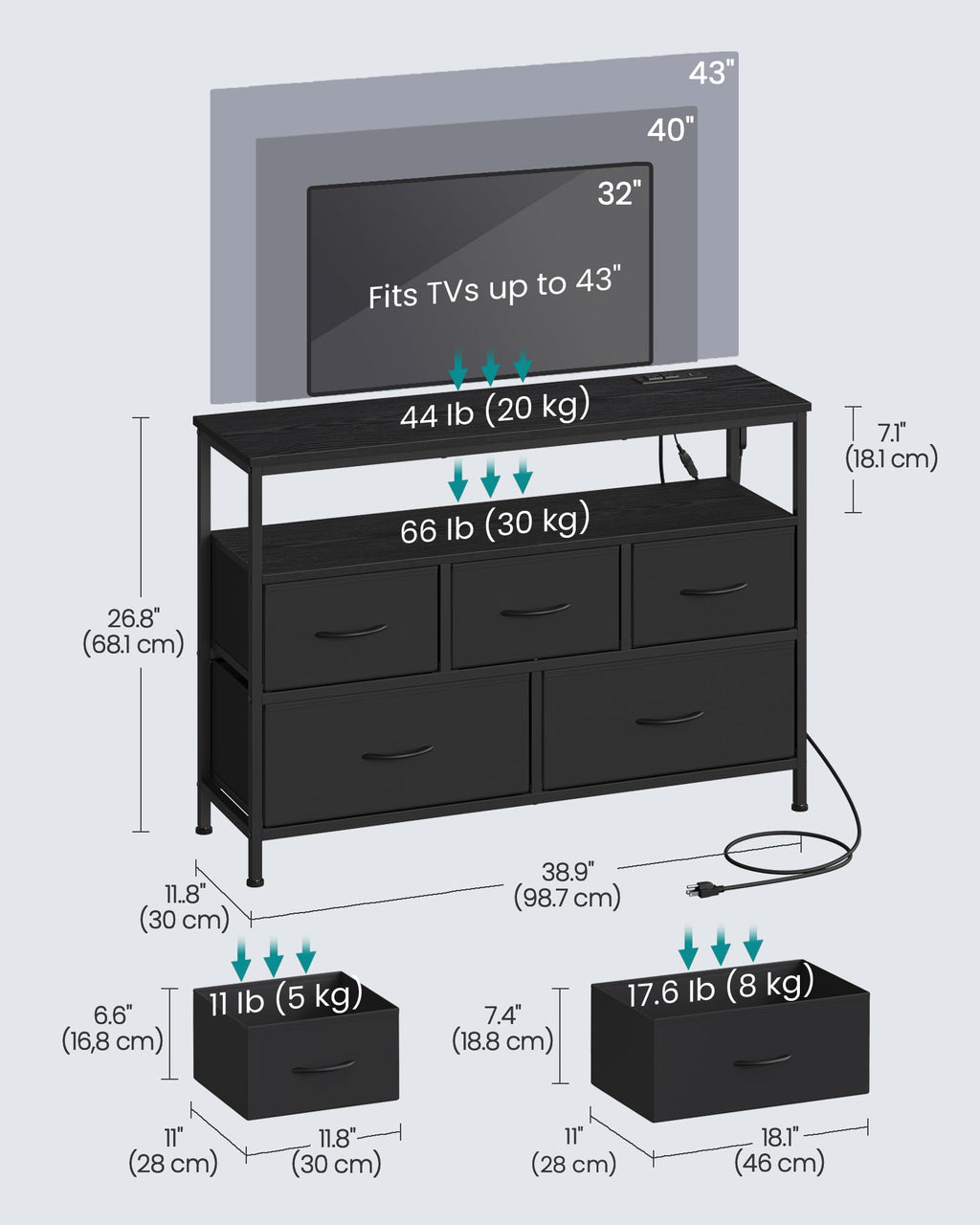 5 Fabric Drawers Dresser V465308