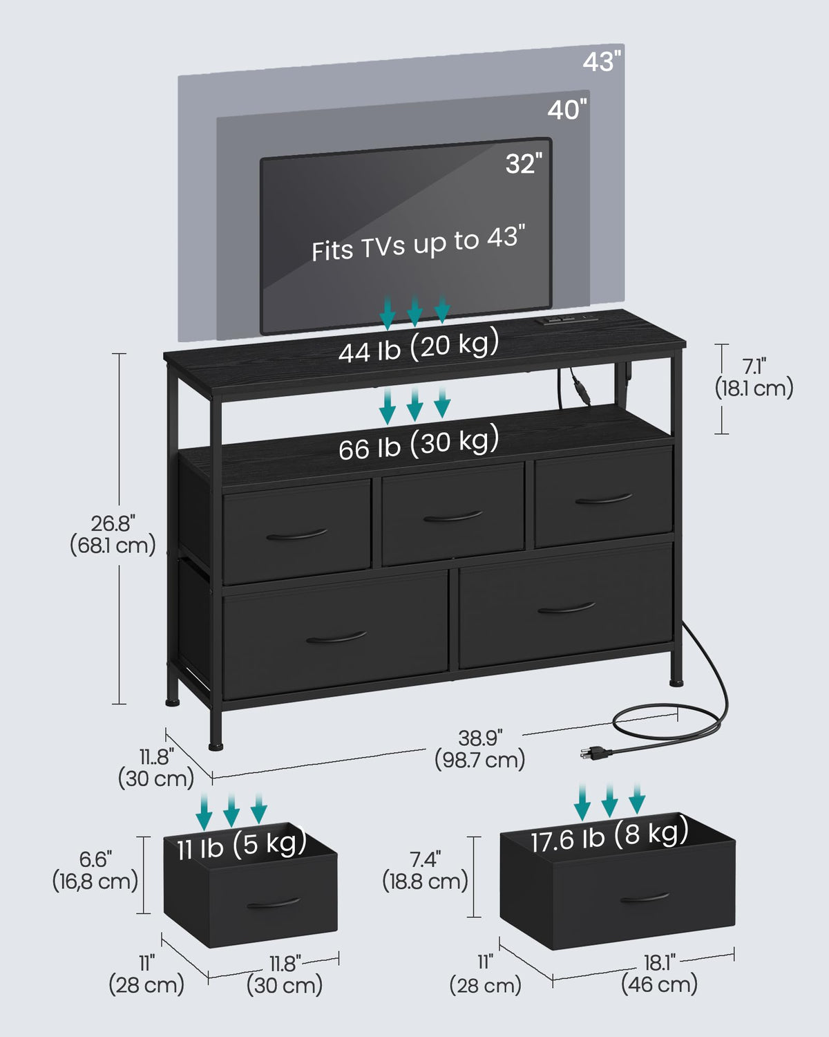 5 Fabric Drawers Dresser V465308