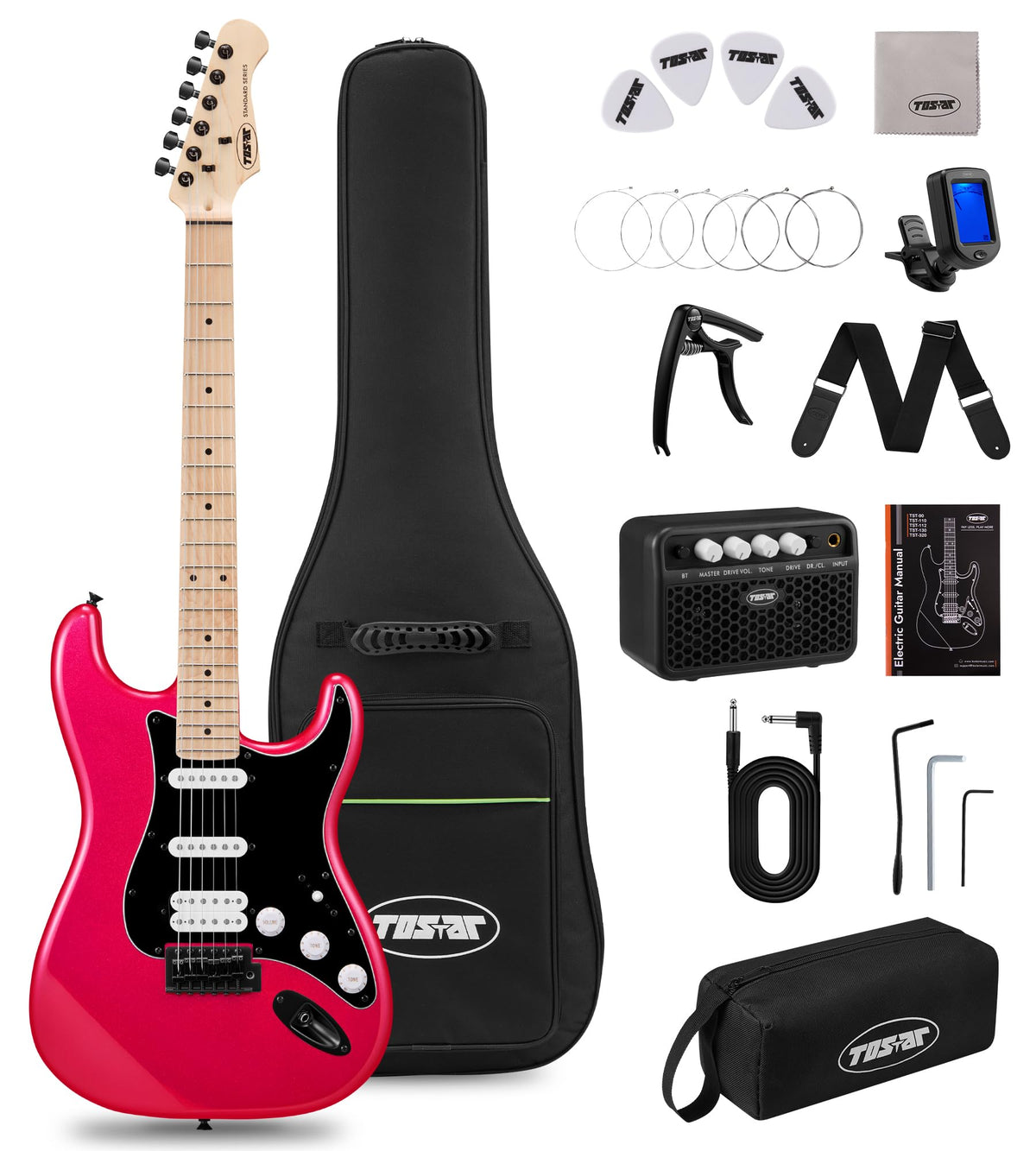 39" Electric Guitar Kit with Amp Sparkle Red Y88166