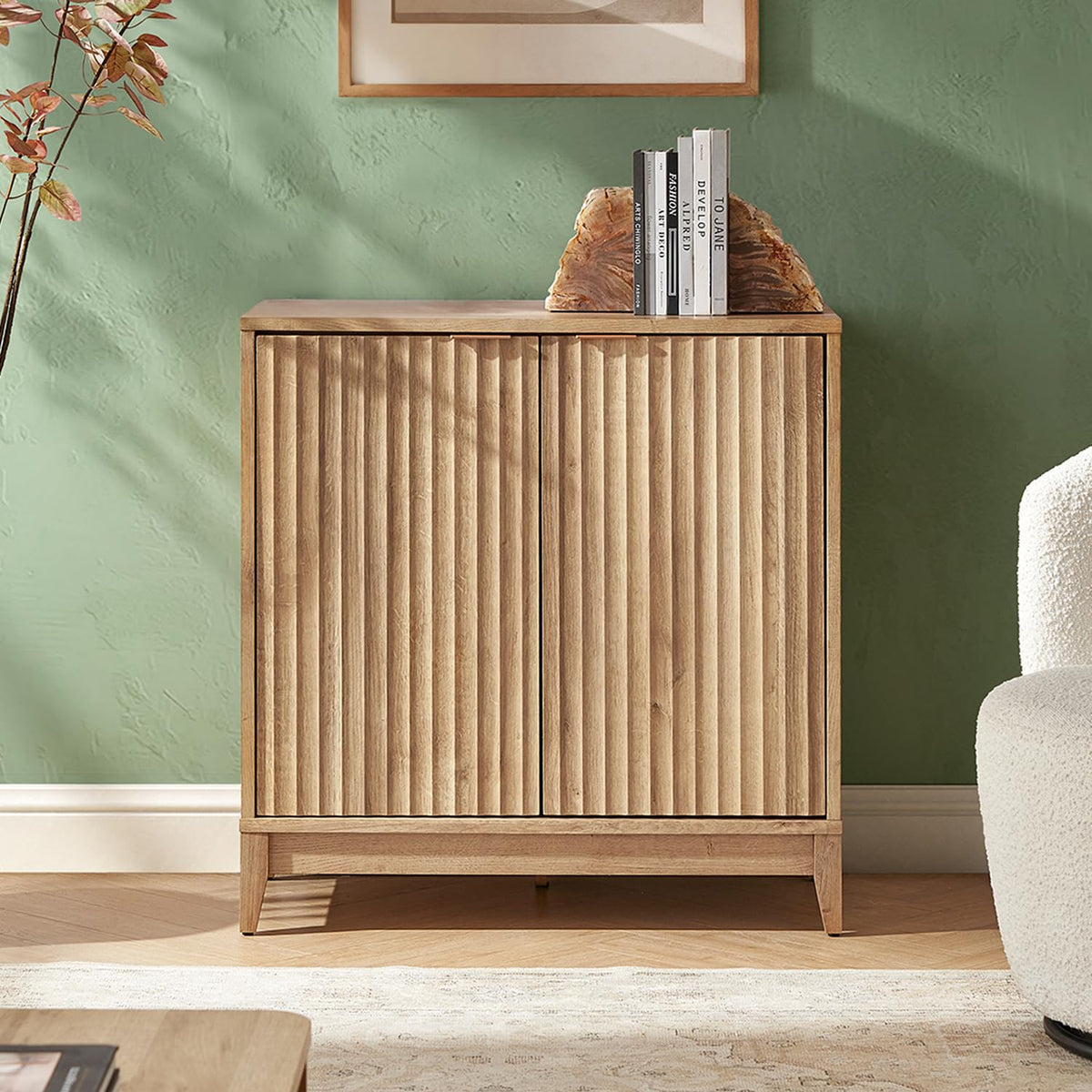 Fluted Storage Cabinet with Adjustable Shelf S90769