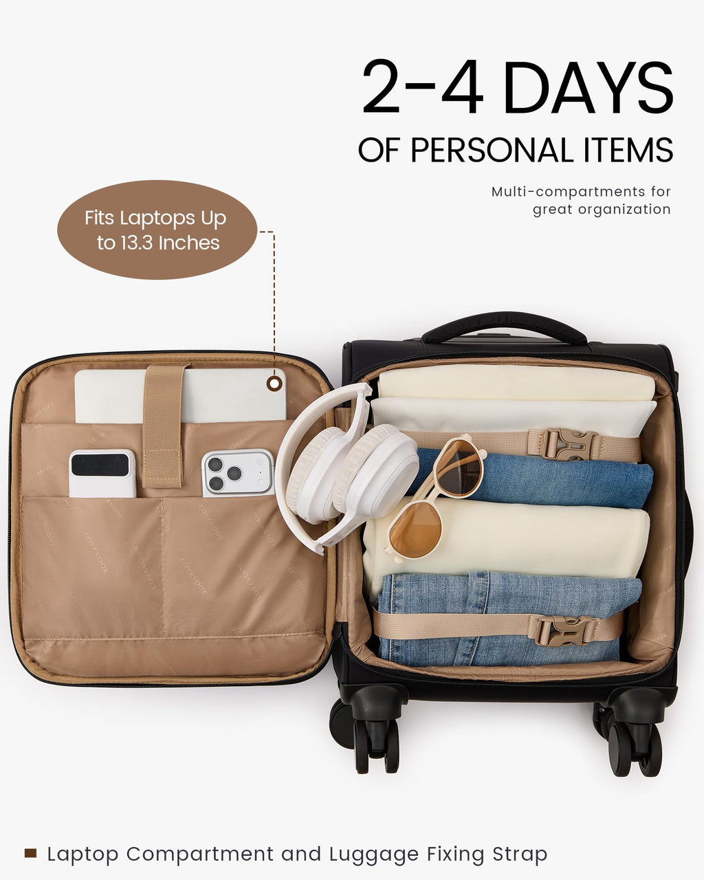 16 Inch Softside Spinner Luggage with TSA Lock L40650
