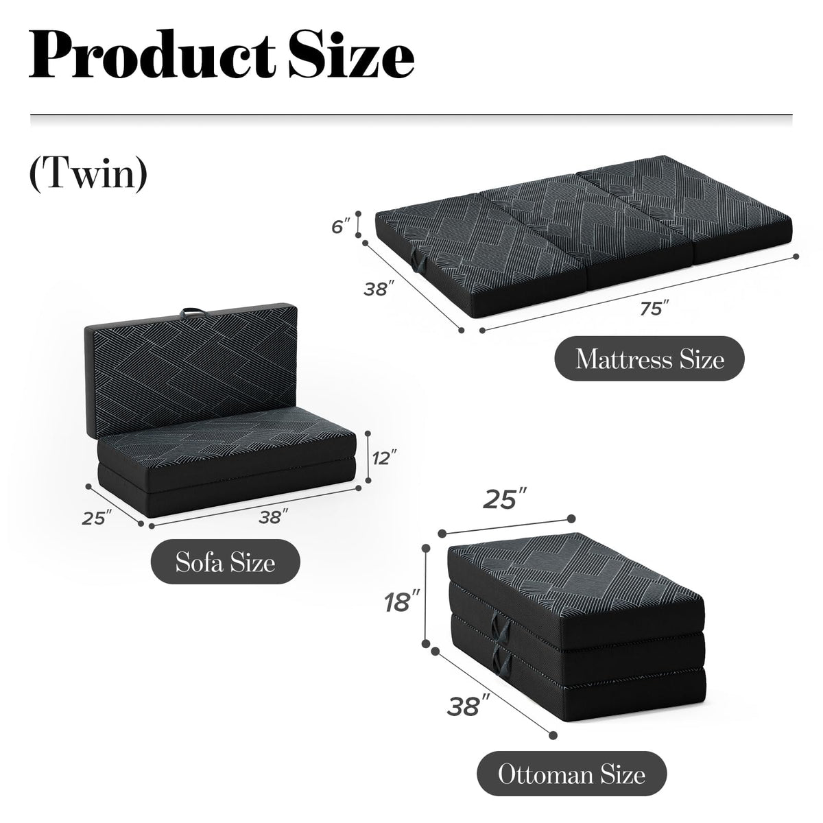Folding Mattress Twin Size 6 Inch X295770