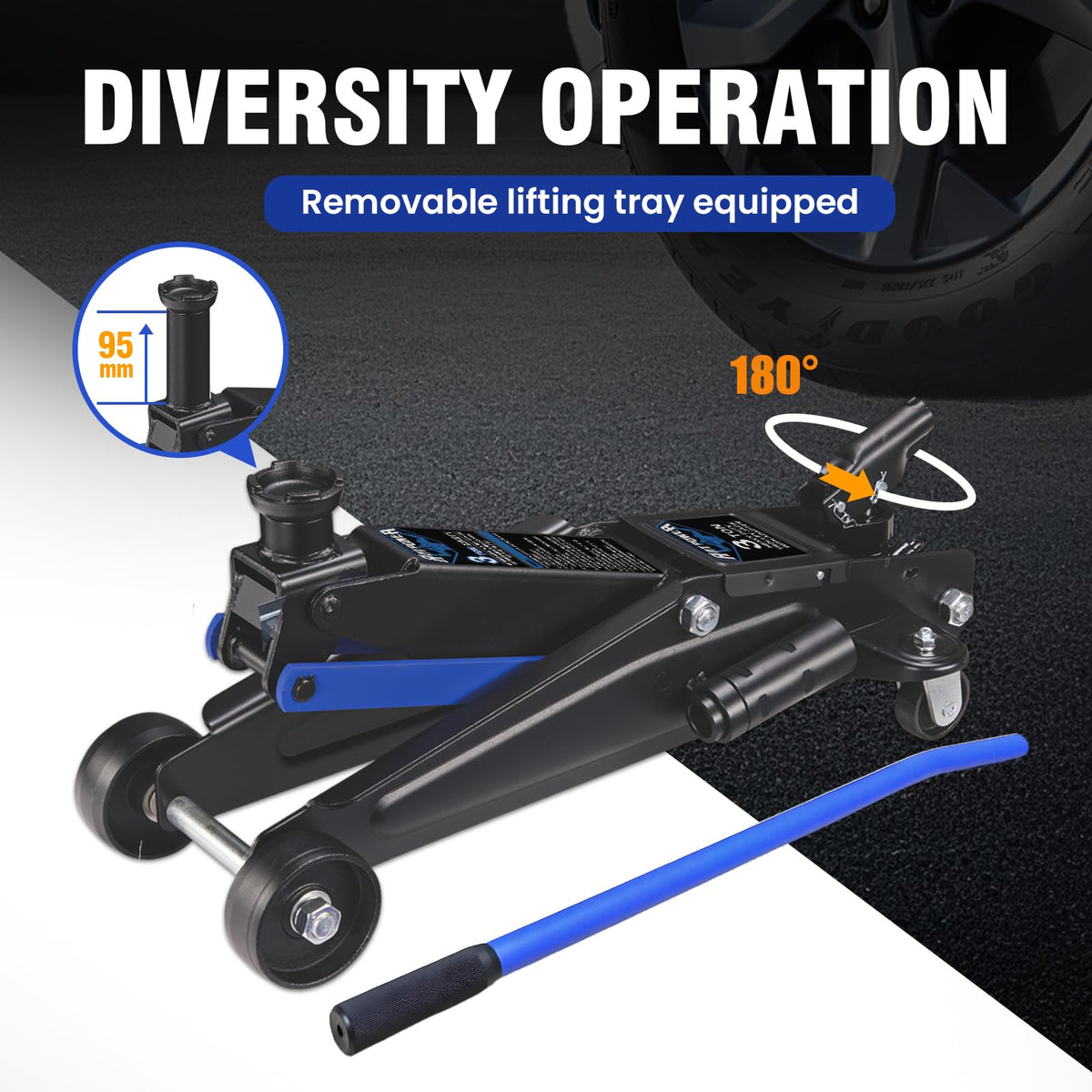 3 Ton Floor Jack with Wheels H1659