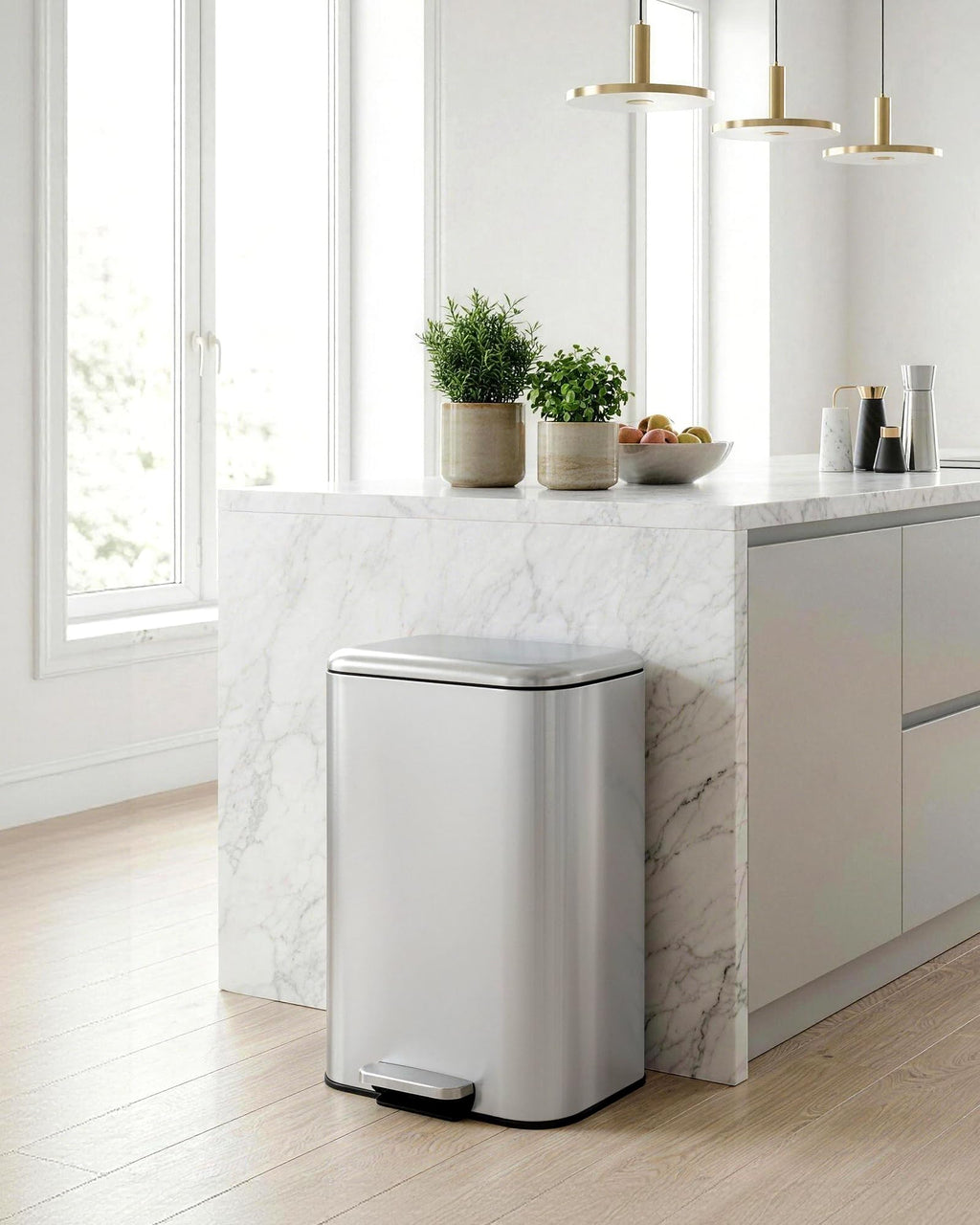 50L Stainless Steel Step Trash Can Y70286