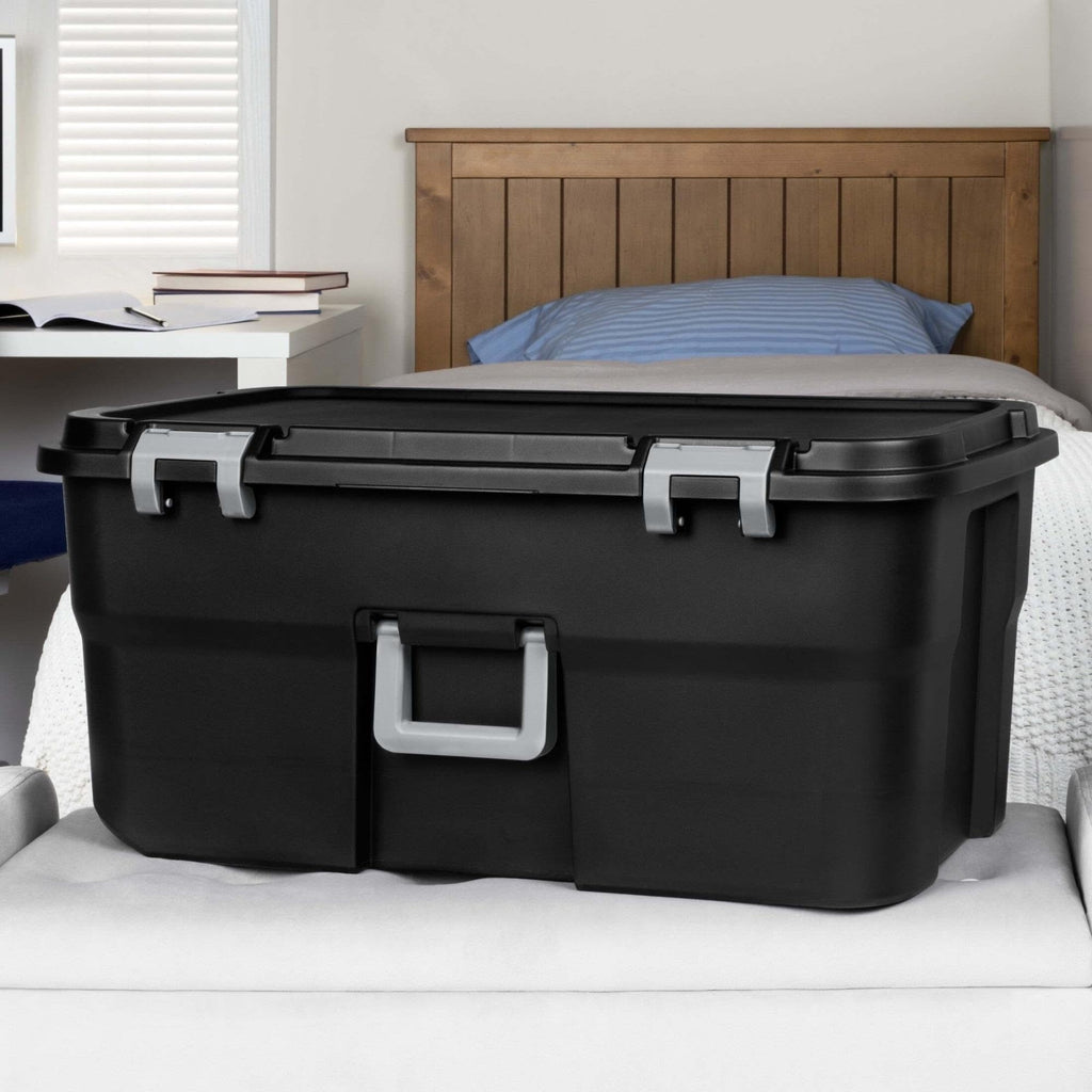 22 Gallon Black Wheeled Plastic Storage Trunk F71721