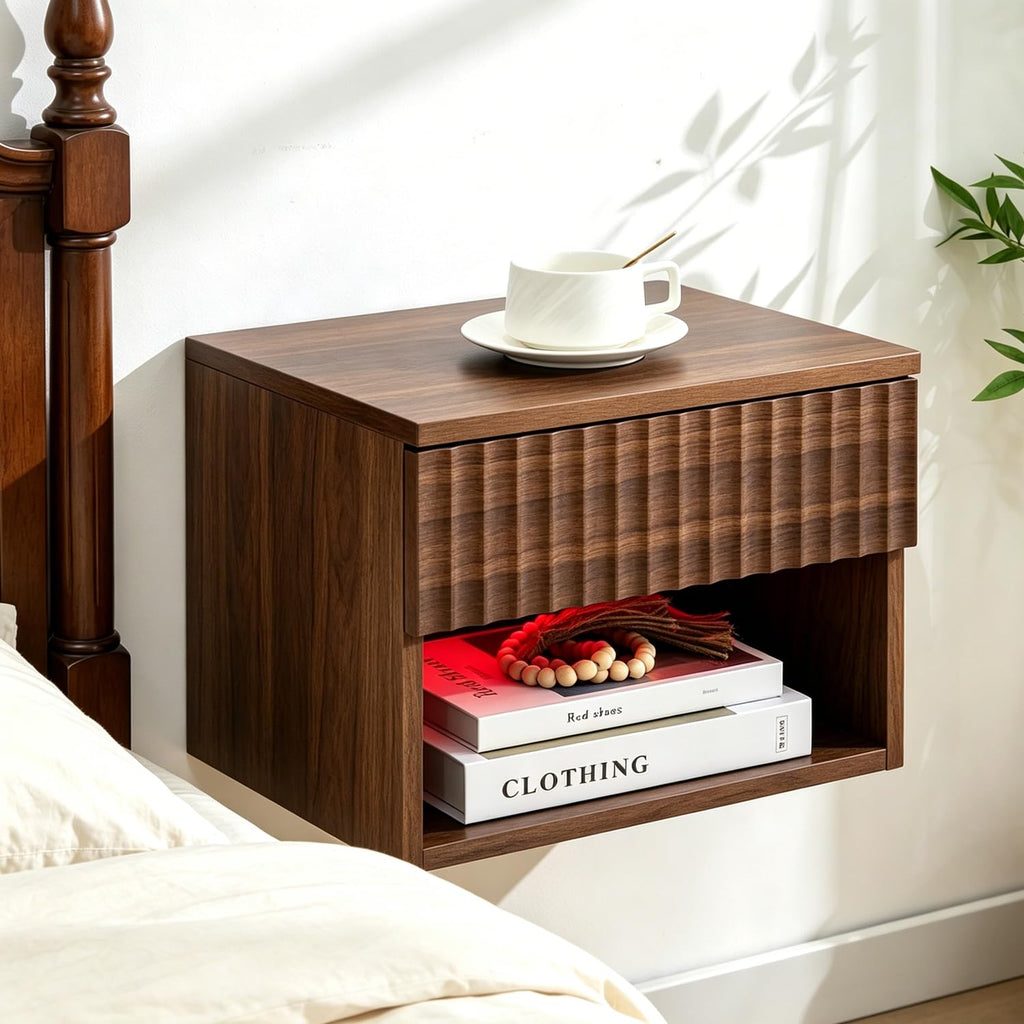 Wall Mounted Floating Nightstand Set of 2 with Drawer B157234