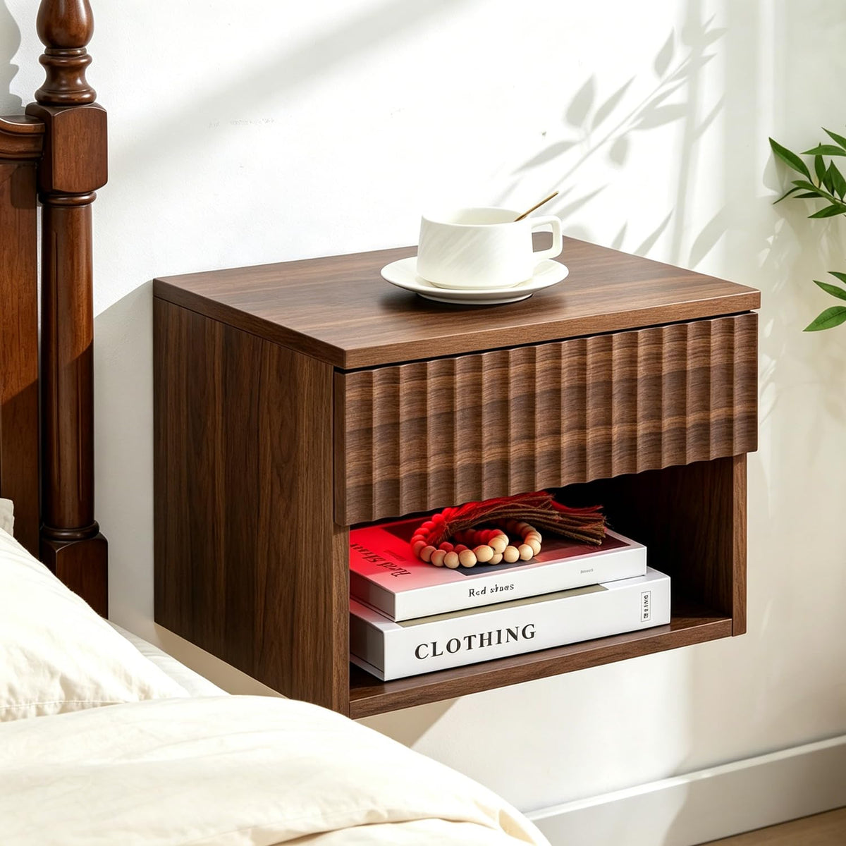 Wall Mounted Floating Nightstand Set of 2 with Drawer B157234