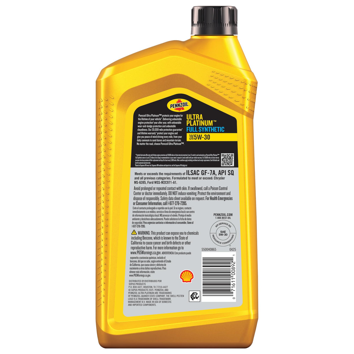 Full Synthetic 5W-30 Motor Oil, 1 Quart (6 Pack) M68979