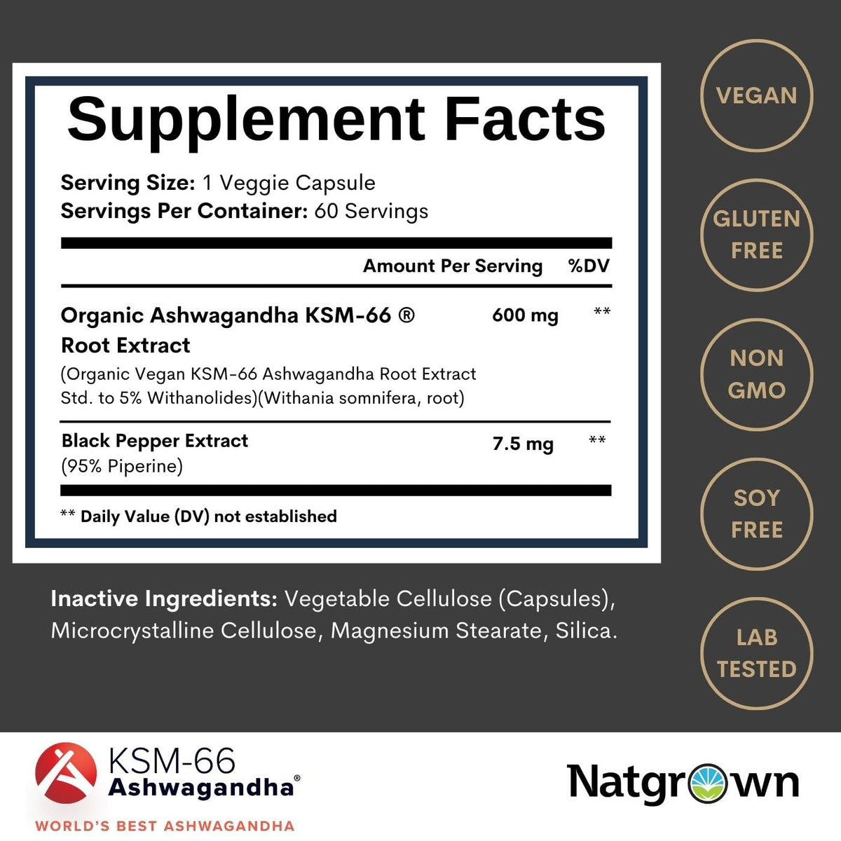 Ashwagandha 600mg Capsules 60 Count B314182