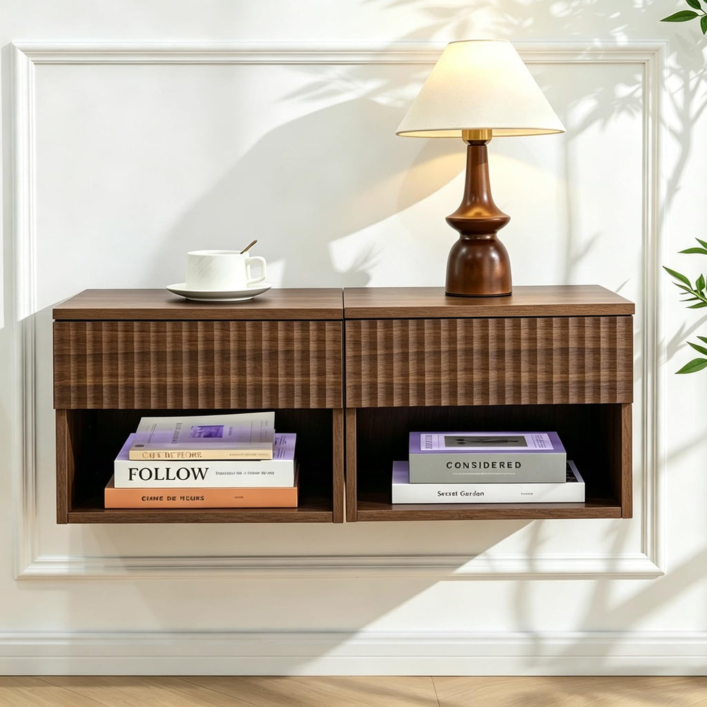 Wall Mounted Floating Nightstand Set of 2 with Drawer B157234
