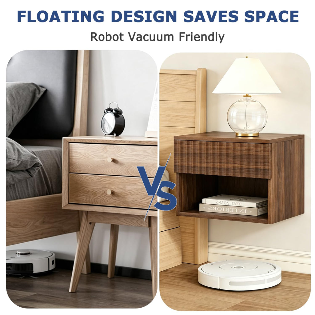 Wall Mounted Floating Nightstand Set of 2 with Drawer B157234