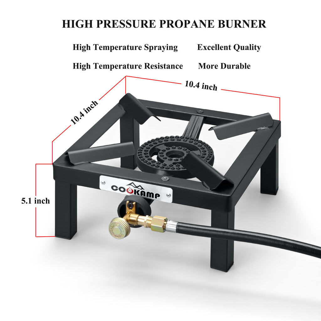 Single High Pressure Propane Camp Stove with Adjustable Regulator and Hose P935