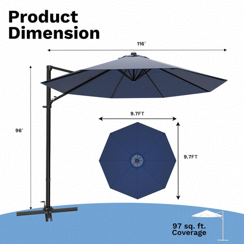 10ft Navy Blue Cantilever Patio Umbrella D124254