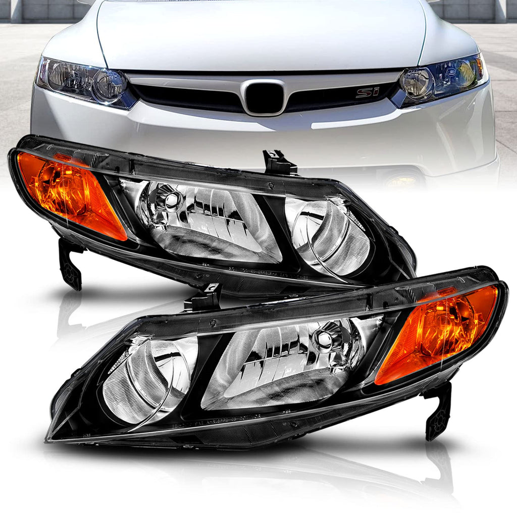 Black Replacement Halogen Headlights Set Z893