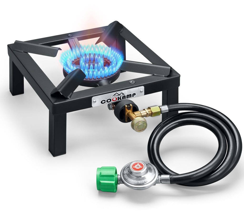 Single High Pressure Propane Camp Stove with Adjustable Regulator and Hose P935