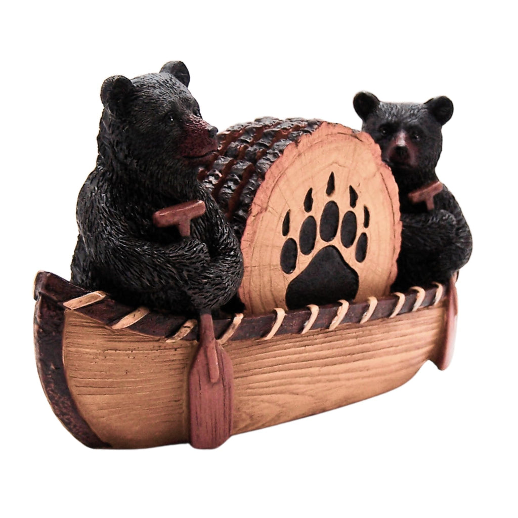 Set of 4 Rustic Bear Canoe Coasters L664
