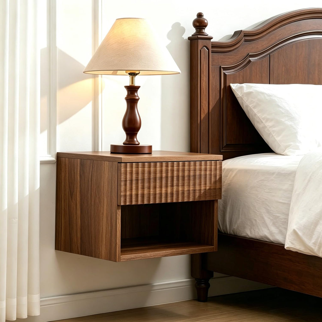 Wall Mounted Floating Nightstand Set of 2 with Drawer B157234