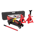 2-Ton Hydraulic Low Profile Trolley Floor Jack with Case and 1 Pair 2 Ton Jack Stands X5444
