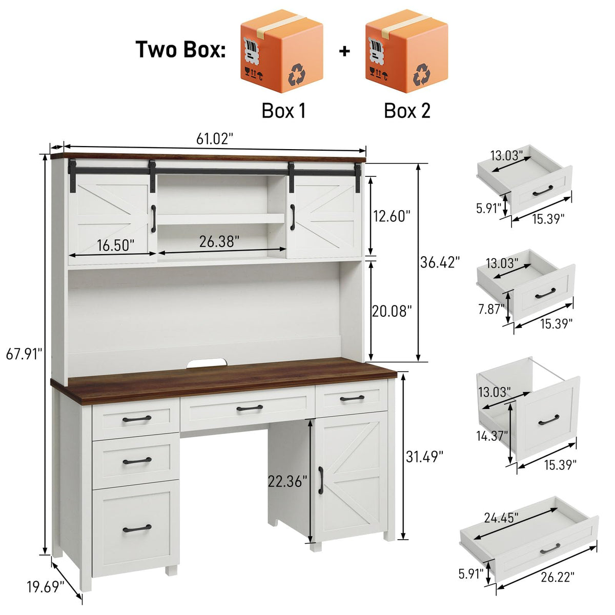 67" Executive Desk with File Drawer S21225