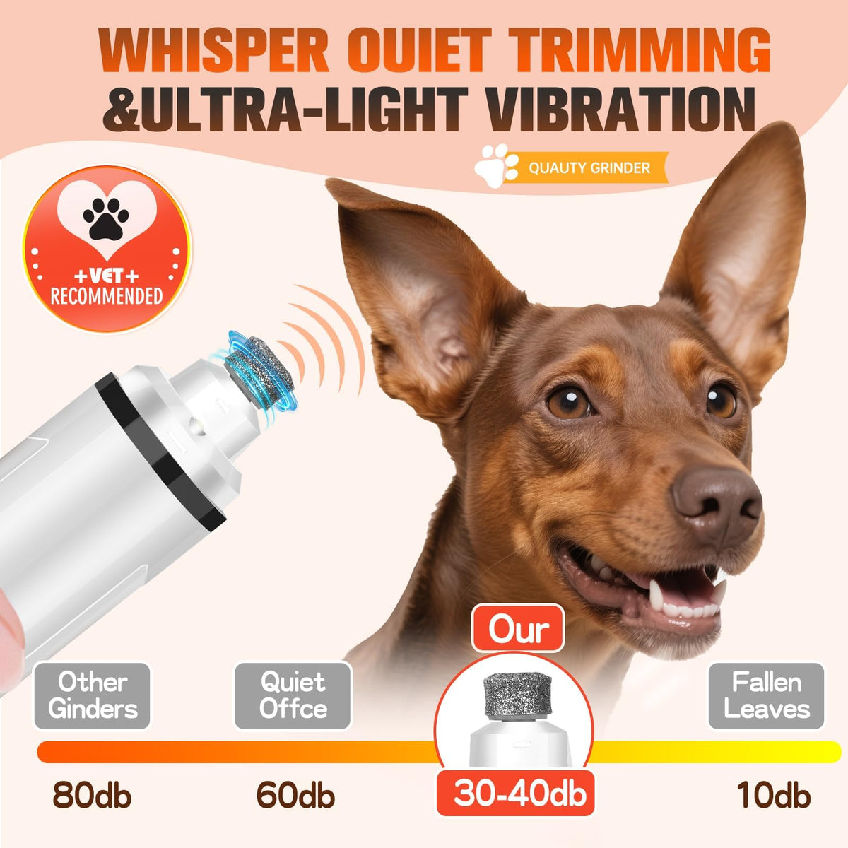 Ultra Quiet Electric Pet Nail Clippers with LED Lights B36761