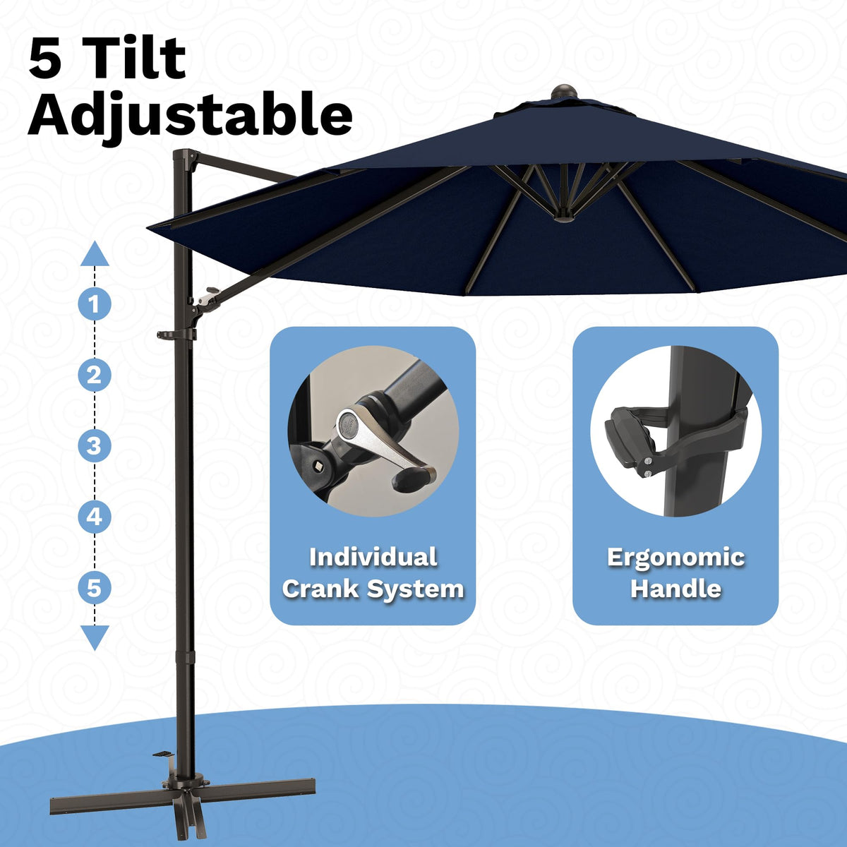 10ft Navy Blue Cantilever Patio Umbrella D124254