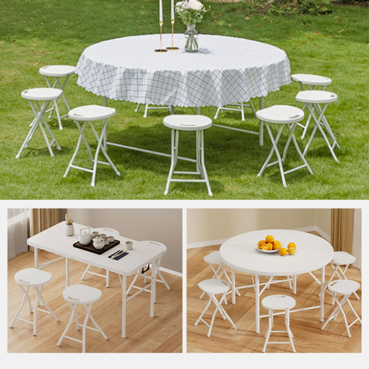 18 Inch Portable Plastic Folding Stool with Steel Frame G318223