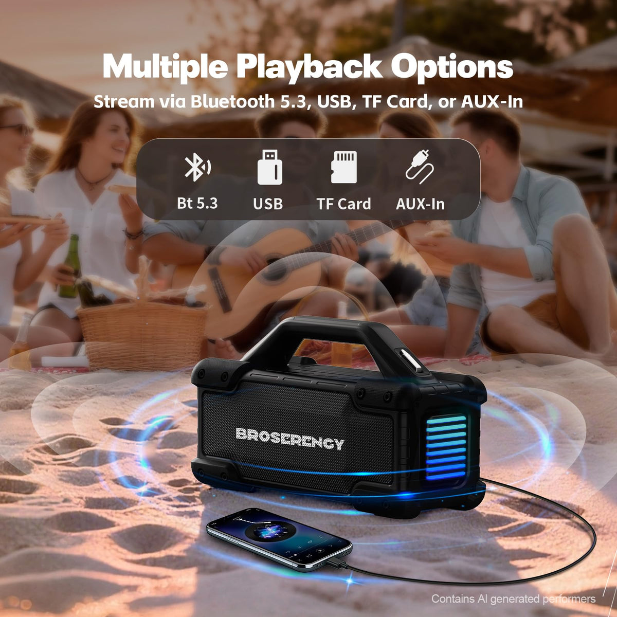 Black Portable Water Resistant Bluetooth Speaker P5041