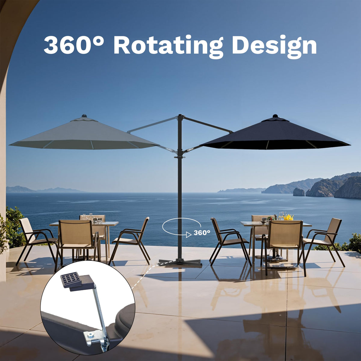 10ft Navy Blue Cantilever Patio Umbrella D124254