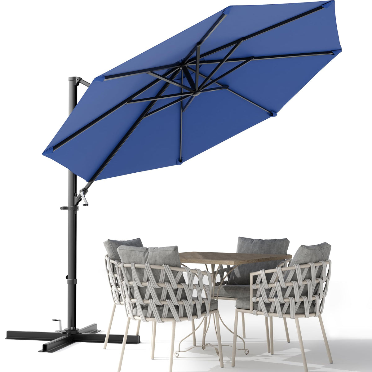 10ft Navy Blue Cantilever Patio Umbrella D124254