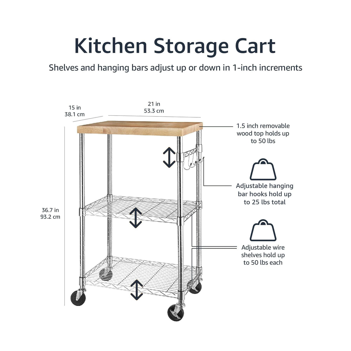3-Tier Kitchen Storage Rack with Caster Wheels K78754